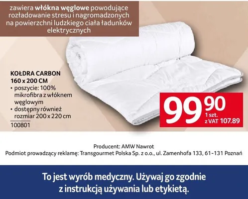 Kołdra CARBON 160 x 200 CM promocja w Selgros