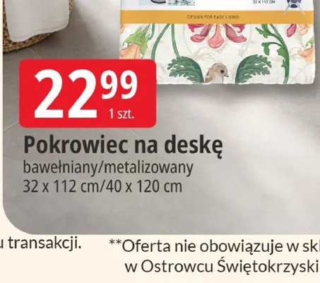 Pokrowiec na deskę bawełniany/metalizowany RÖRETS 32x112cm/40x120cm promocja w Leclerc