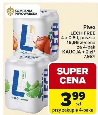 Piwo LECH FREE 4 x 0,5l puszka promocja w Carrefour Market