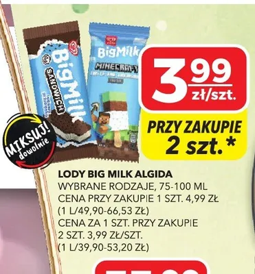 Lody Big Milk Algida promocja w Top Market