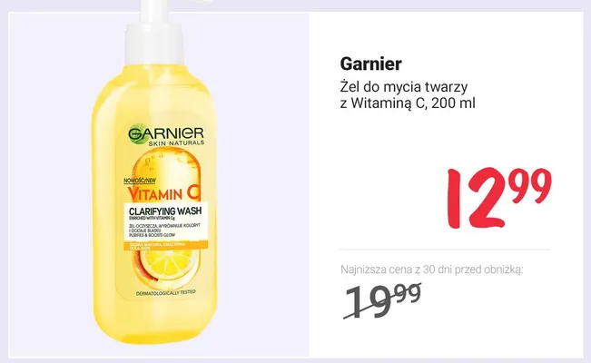 Żel do mycia twarzy Garnier z Witaminą C promocja w Rossmann