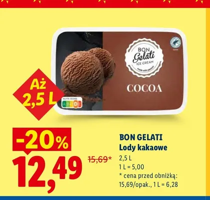 Lody kakaowe Bon Gelati promocja w Lidl