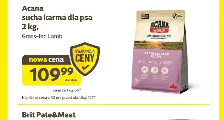 Sucha karma dla psa Grass-fed Lamb Acana promocja w Super Zoo