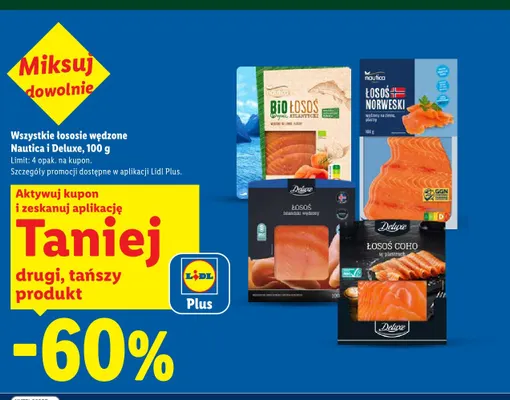 Łosoś atlantycki wędzony na zimno w plastrach Nautica promocja w Lidl