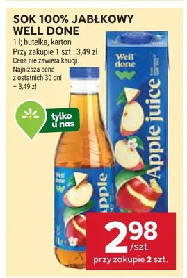 Sok 100% jabłkowy promocja w Stokrotka