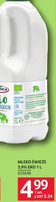 Mleko świeże 3,9% Eko Piątnica Bio 625648 promocja w Selgros
