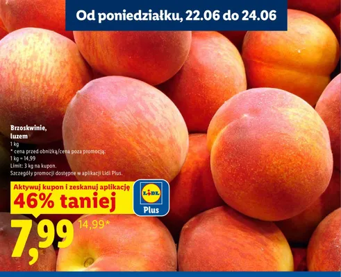 Brzoskwinie luzem promocja w Lidl