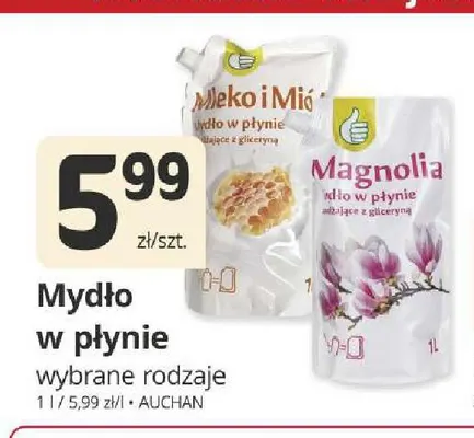 Mydło w płynie Magnolia Auchan promocja w Marketvita