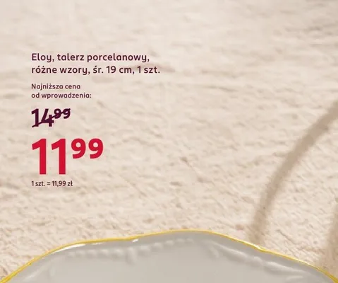 Talerz porcelanowy, różne wzory, śr. 19 cm promocja w Rossmann