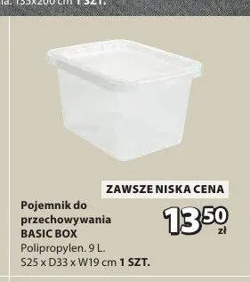Pojemnik do przechowywania BASIC BOX 9l promocja w Jysk