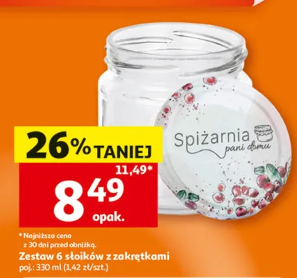 Zestaw 6 słoików z zakrętkami promocja w Auchan