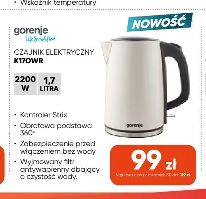 Czajnik elektryczny K17OWR Gorenje promocja w Max Elektro