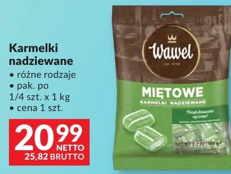 Karmelki nadziewane różne rodzaje Wawel promocja w Makro
