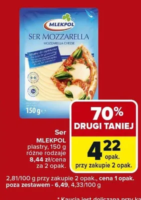 Ser mozzarella plastry różne rodzaje promocja w Carrefour Express