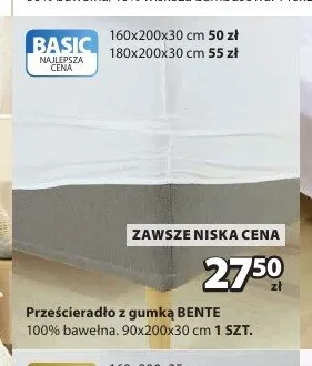 Prześcieradło z gumką BENTE 90x200x30 cm promocja w Jysk