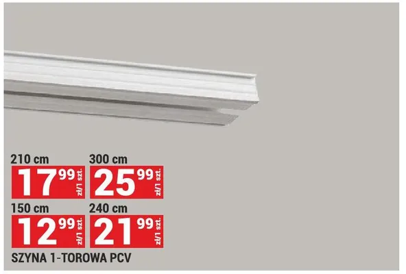 Szyna 1-torowa PCV 210cm promocja w Merkury Market