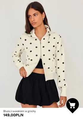 Bluza z suwakiem w grochy promocja w Bershka