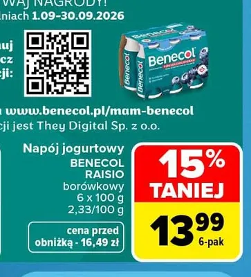 Napój jogurtowy Benecol borówkowy 6-pak 100 g promocja w Carrefour
