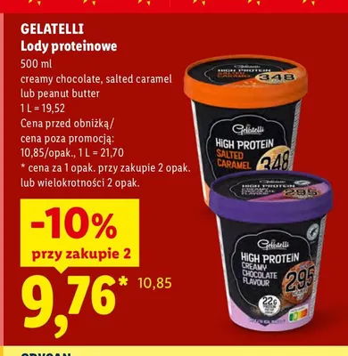 Lody proteinowe Gelatelli salted caramel promocja w Lidl