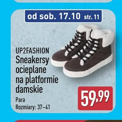 Sneakersy ocieplane na platformie damskie UP2Fashion promocja w Aldi