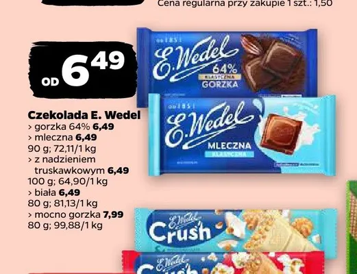 Czekolada mocno gorzka E. Wedel promocja w Netto