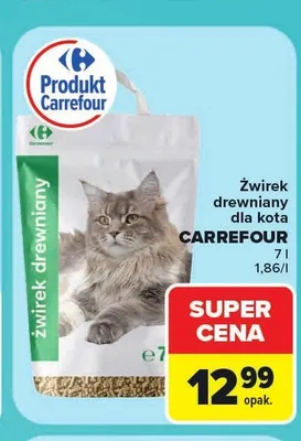 Żwirek drewniany dla kota Carrefour promocja w Carrefour