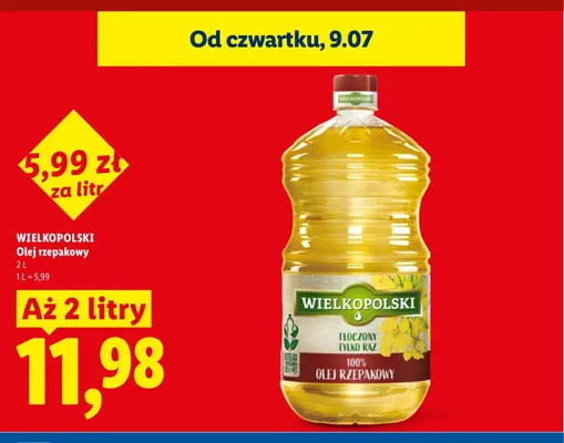 Olej rzepakowy Wielkopolski promocja w Lidl