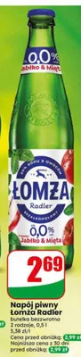 Piwo bezalkoholowe Łomża Radler Jabłko & Mięta promocja w Dino