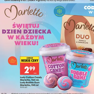 Lody Cotton Candy Marletto promocja w Biedronka