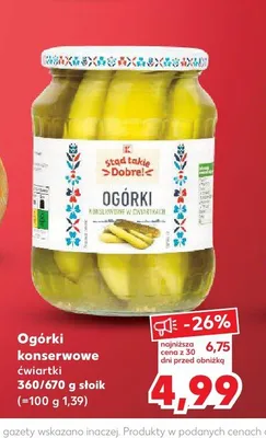 Ogórki konserwowe ćwiartki Stad takie Dobre! promocja w Kaufland