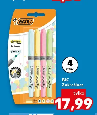 Zakreślacz BIC Pastel 4-pak promocja w Kaufland