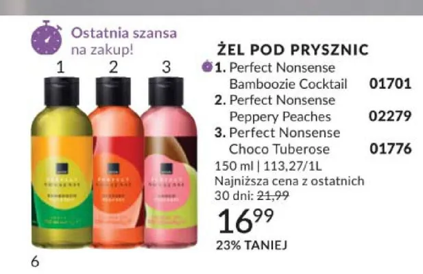 Żel pod prysznic Perfect Nonsense Peppery Peaches promocja w AVON