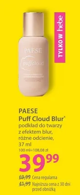 Podkład do twarzy z efektem blur, wyrównującym odcienie Puff Cloud Blur promocja w Hebe