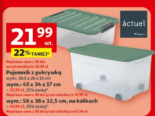 Pojemnik z pokrywką Actuel 36,5x26x15cm promocja w Auchan