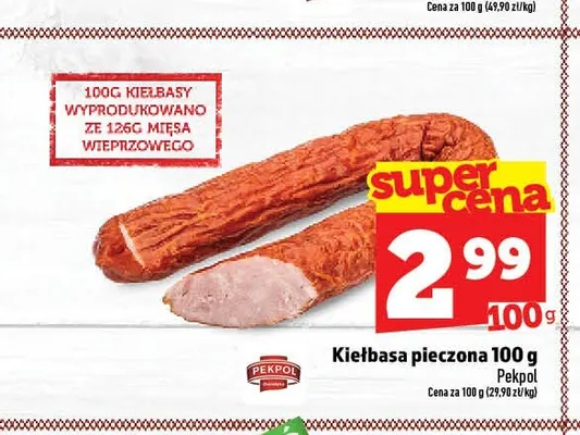 Kiełbasa pieczona Pekpol promocja w TOPAZ