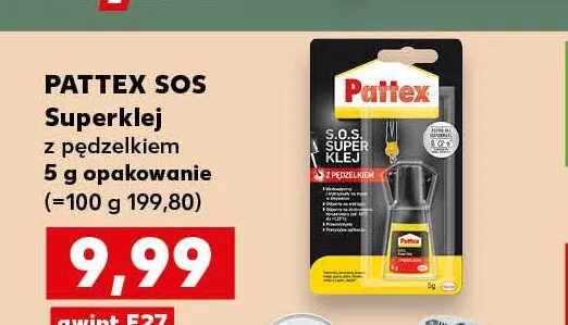 Superklej z pędzelkiem Pattex Sos promocja w Kaufland