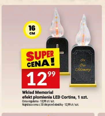 Wkład Memorial efekt płomienia LED Cortina promocja w Twój Market