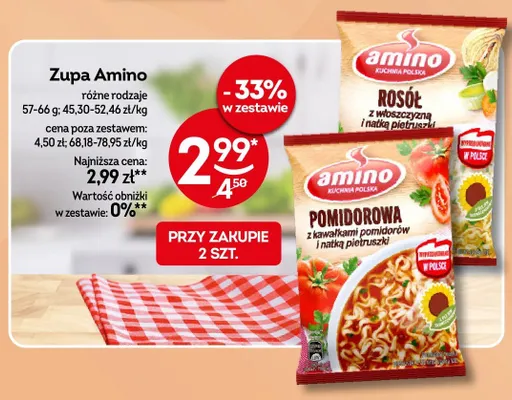 Zupa błyskawiczna Amino Rosół z włoszczyzną i natką pietruszki promocja w Żabka