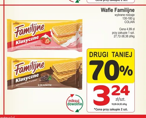 Wafle Familijne Klasyczne o smaku truskawkowo-śmietankowym promocja w Marketvita