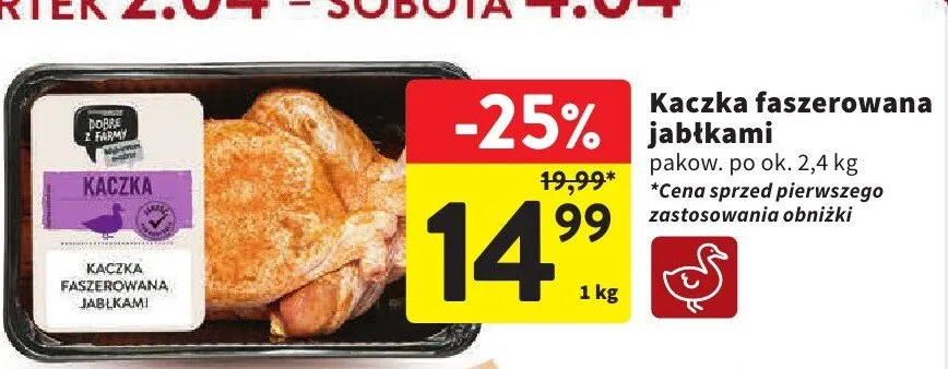 Kaczka faszerowana jabłkami promocja w Intermarche