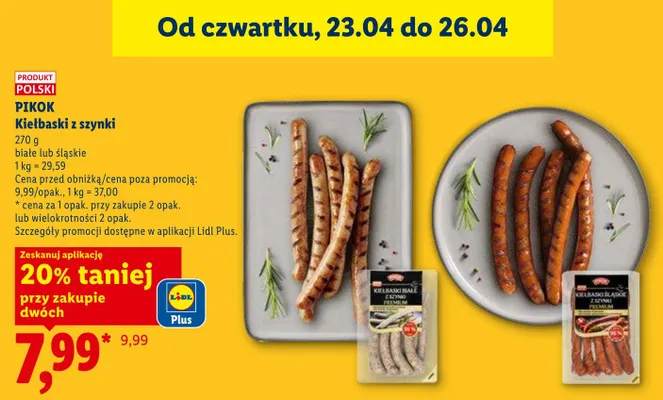 Kiełbaski z szynki białe lub śląskie promocja w Lidl