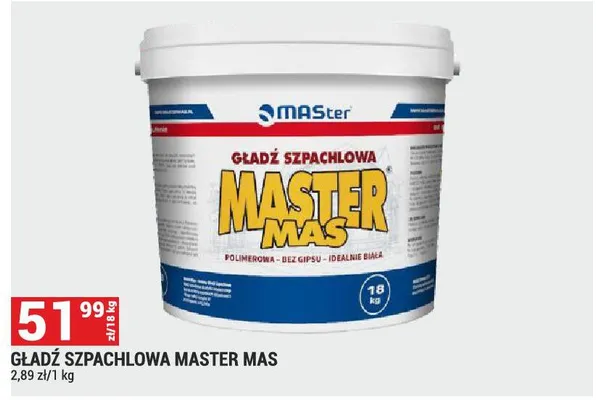 Gładź szpachlowa Master Mas promocja w Merkury Market