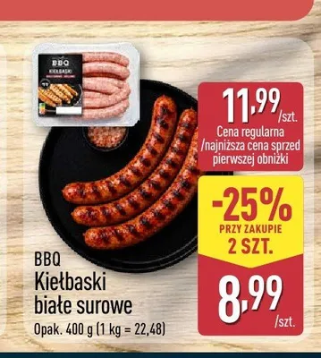 Kiełbaski białe surowe BBQ promocja w Aldi