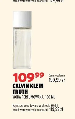 Woda perfumowana Calvin Klein Truth promocja w Drogerie Natura