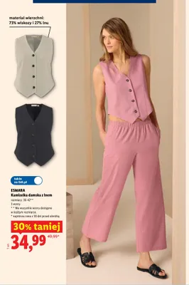 Kamizelka damska z lnem Esmara promocja w Lidl