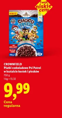 Płatki czekoladowe Psi Patrol w kształcie kostek i piesków Crownfield promocja w Lidl