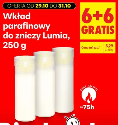 Wkład parafinowy do zniczy Lumia promocja w Biedronka