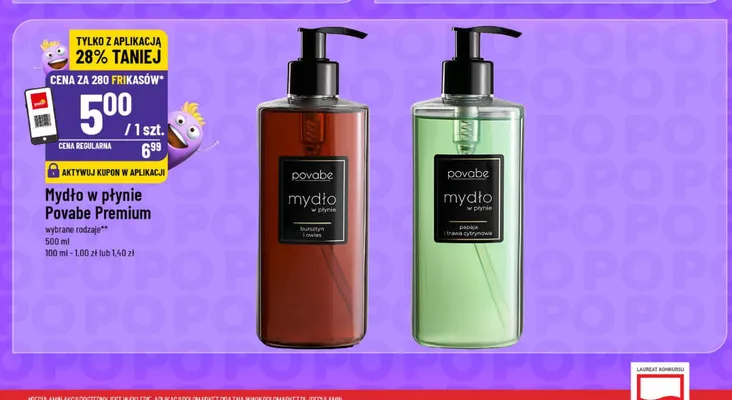 Mydło w płynie Povabe Premium Bursztyn i Owies promocja w POLOmarket