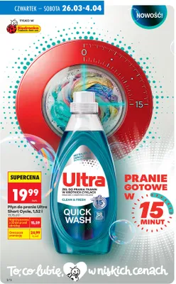 Płyn do prania Ultra Short Cycle promocja w Biedronka