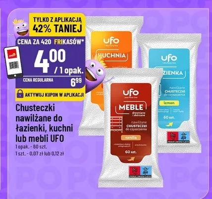Chusteczki nawilżane do łazienki, kuchni lub mebli UFO promocja w POLOmarket